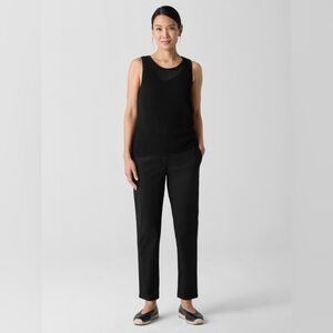 Eileen Fisher Stretch Cotton Twill Tapered Trouser Pant Black